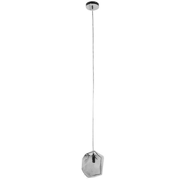 GloboStar® RINA 01307 Μοντέρνο Κρεμαστό Φωτιστικό Οροφής Μονόφωτο Γυάλινο Γκρι Διάφανο Μ14 x Π17 x Υ17cm - ledmania.gr