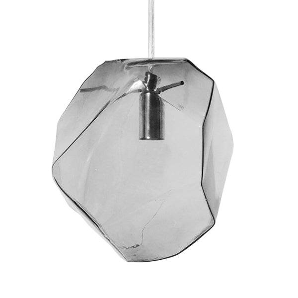 GloboStar® RINA 01307 Μοντέρνο Κρεμαστό Φωτιστικό Οροφής Μονόφωτο Γυάλινο Γκρι Διάφανο Μ14 x Π17 x Υ17cm - ledmania.gr