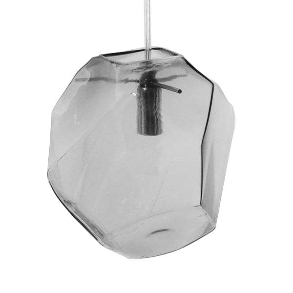 GloboStar® RINA 01307 Μοντέρνο Κρεμαστό Φωτιστικό Οροφής Μονόφωτο Γυάλινο Γκρι Διάφανο Μ14 x Π17 x Υ17cm - ledmania.gr