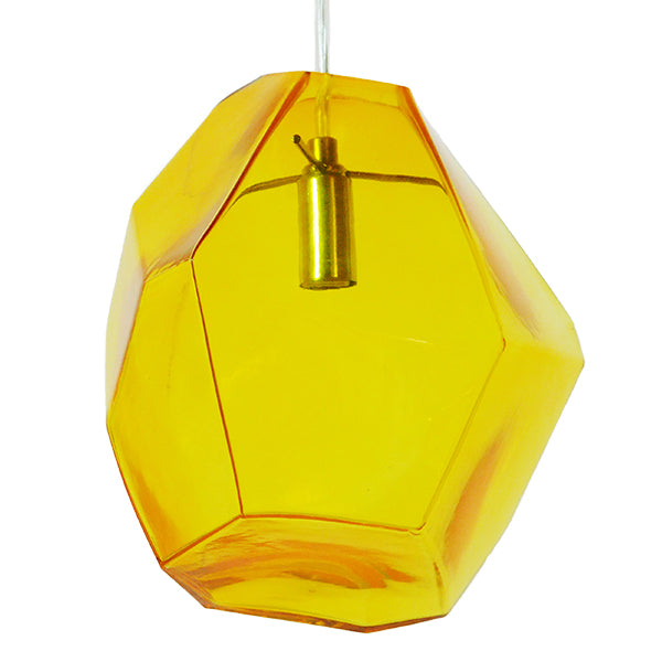 GloboStar® RINA 01308 Μοντέρνο Κρεμαστό Φωτιστικό Οροφής Μονόφωτο Γυάλινο Κίτρινο Διάφανο Μ20 x Π19 x Υ20cm - ledmania.gr