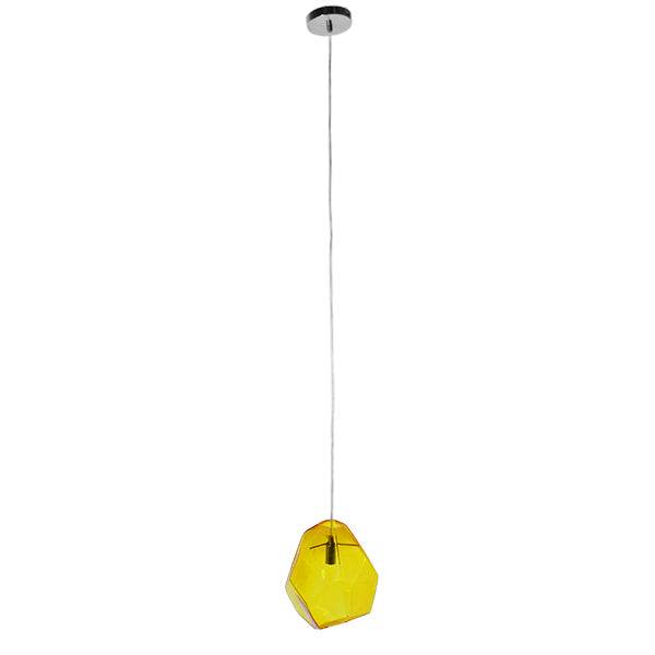 GloboStar® RINA 01308 Μοντέρνο Κρεμαστό Φωτιστικό Οροφής Μονόφωτο Γυάλινο Κίτρινο Διάφανο Μ20 x Π19 x Υ20cm - ledmania.gr