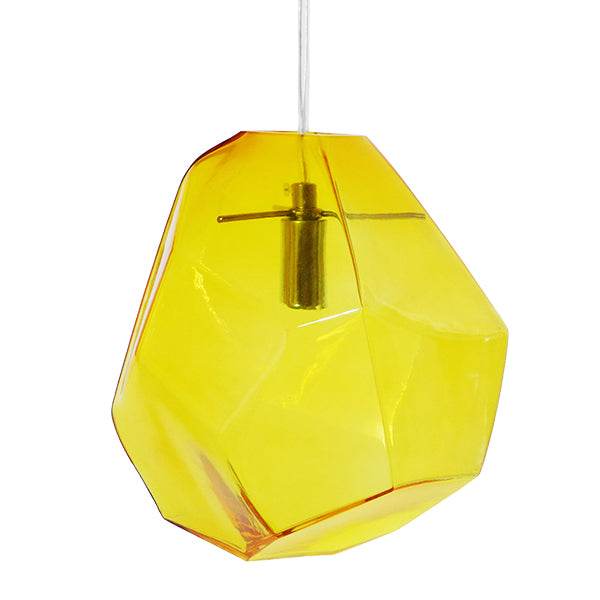GloboStar® RINA 01308 Μοντέρνο Κρεμαστό Φωτιστικό Οροφής Μονόφωτο Γυάλινο Κίτρινο Διάφανο Μ20 x Π19 x Υ20cm - ledmania.gr