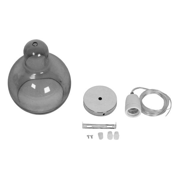 GloboStar® BOSSANOVA 01313 Μοντέρνο Κρεμαστό Φωτιστικό Οροφής Μονόφωτο Γυάλινο Γκρι Διάφανο Φ18 x Υ23cm - ledmania.gr