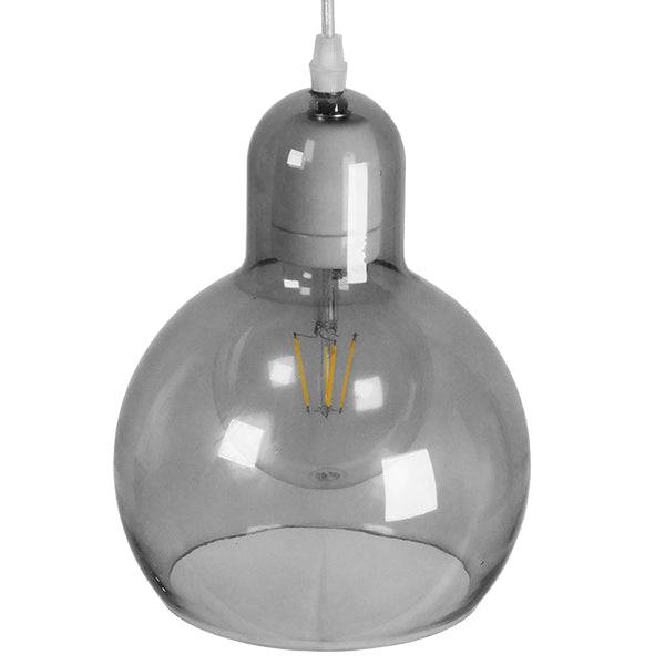 GloboStar® BOSSANOVA 01313 Μοντέρνο Κρεμαστό Φωτιστικό Οροφής Μονόφωτο Γυάλινο Γκρι Διάφανο Φ18 x Υ23cm - ledmania.gr