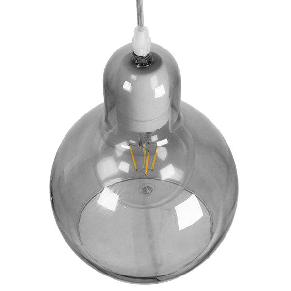 GloboStar® BOSSANOVA 01313 Μοντέρνο Κρεμαστό Φωτιστικό Οροφής Μονόφωτο Γυάλινο Γκρι Διάφανο Φ18 x Υ23cm - ledmania.gr