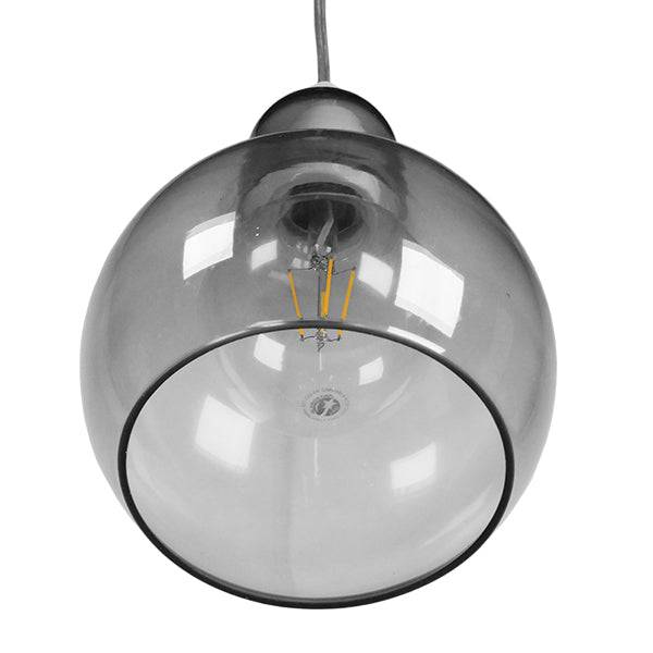 GloboStar® BOSSANOVA 01313 Μοντέρνο Κρεμαστό Φωτιστικό Οροφής Μονόφωτο Γυάλινο Γκρι Διάφανο Φ18 x Υ23cm - ledmania.gr