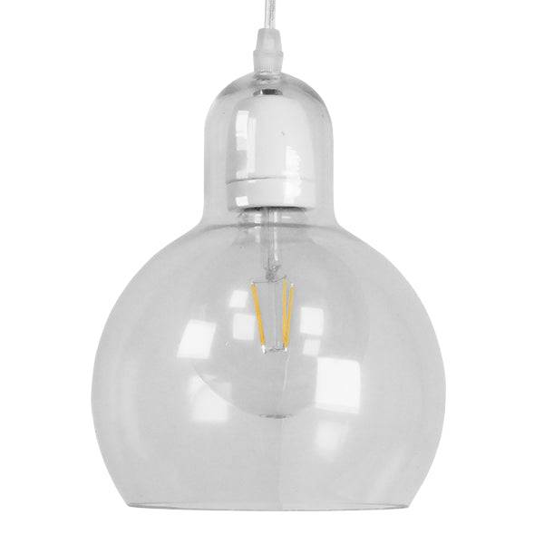 GloboStar® LUCREZIA 01314 Μοντέρνο Κρεμαστό Φωτιστικό Οροφής Μονόφωτο Γυάλινο Διάφανο Φ18 x Υ23cm - ledmania.gr