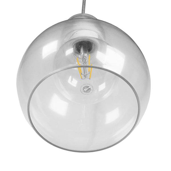 GloboStar® LUCREZIA 01314 Μοντέρνο Κρεμαστό Φωτιστικό Οροφής Μονόφωτο Γυάλινο Διάφανο Φ18 x Υ23cm - ledmania.gr