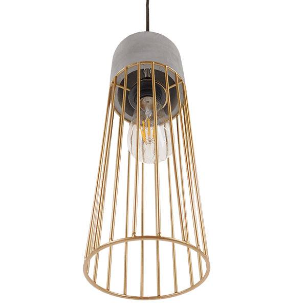GloboStar® DURANT 01322 Μοντέρνο Industrial Κρεμαστό Φωτιστικό Οροφής Μονόφωτο Γκρι Μπεζ Τσιμέντο Πλέγμα Φ12 x Y40cm - ledmania.gr