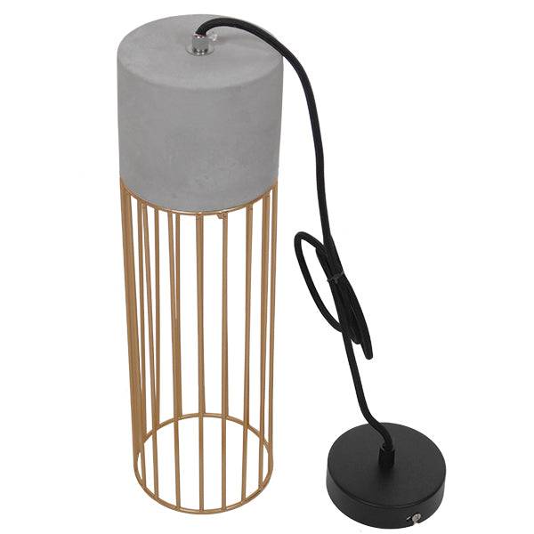 GloboStar® DURANT 01322 Μοντέρνο Industrial Κρεμαστό Φωτιστικό Οροφής Μονόφωτο Γκρι Μπεζ Τσιμέντο Πλέγμα Φ12 x Y40cm - ledmania.gr