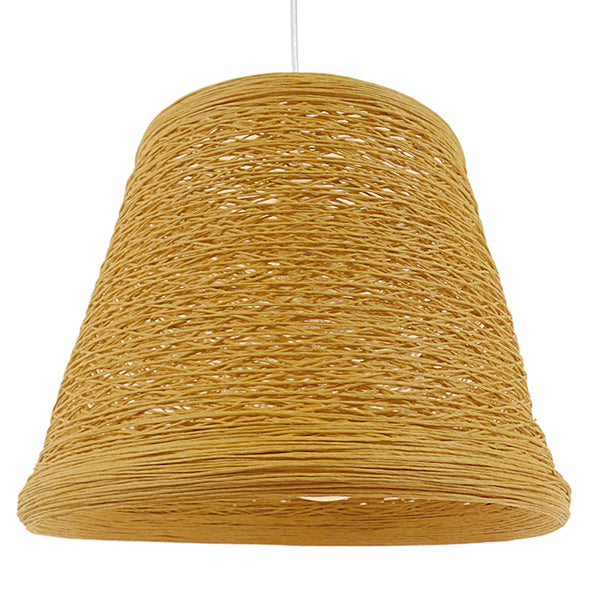 GloboStar® PLAYROOM 01332 Vintage Κρεμαστό Φωτιστικό Οροφής Μονόφωτο Μπεζ Ξύλινο Ψάθινο Rattan Φ32 x Υ27cm - ledmania.gr