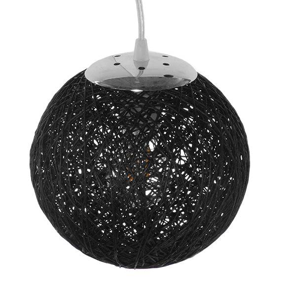 GloboStar® OCEANA 01356  Vintage Κρεμαστό Φωτιστικό Οροφής Μονόφωτο Μαύρο Ξύλινο Ψάθινο Rattan Φ20 x Υ20cm - ledmania.gr
