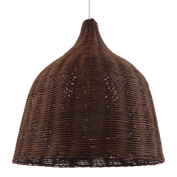 GloboStar® BAHAMAS 01368 Vintage Κρεμαστό Φωτιστικό Οροφής Μονόφωτο Καφέ Σκούρο Ξύλινο Ψάθινο Bamboo Φ45 x Υ47cm - ledmania.gr