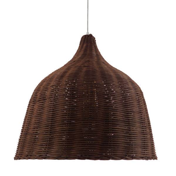 GloboStar® BAHAMAS 01368 Vintage Κρεμαστό Φωτιστικό Οροφής Μονόφωτο Καφέ Σκούρο Ξύλινο Ψάθινο Bamboo Φ45 x Υ47cm - ledmania.gr