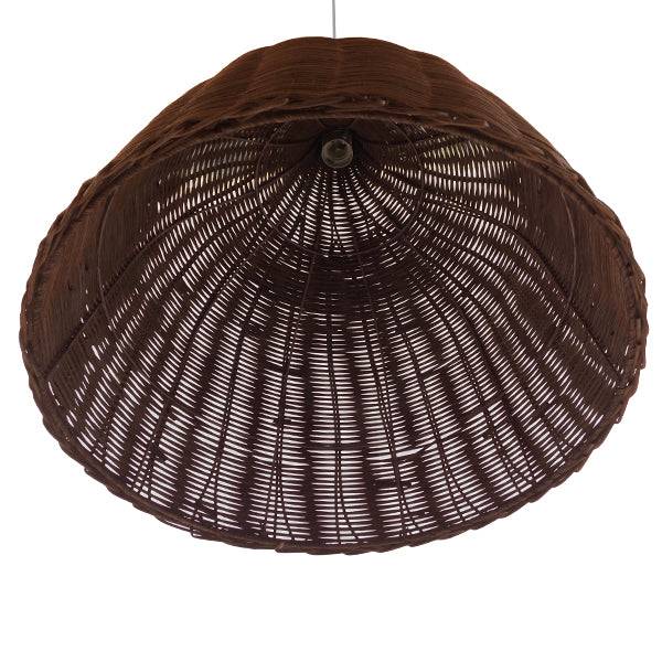 GloboStar® BAHAMAS 01368 Vintage Κρεμαστό Φωτιστικό Οροφής Μονόφωτο Καφέ Σκούρο Ξύλινο Ψάθινο Bamboo Φ45 x Υ47cm - ledmania.gr