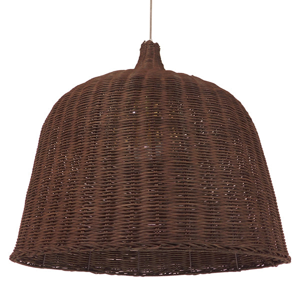 GloboStar® BAHAMAS 01369 Vintage Κρεμαστό Φωτιστικό Οροφής Μονόφωτο Καφέ Σκούρο Ξύλινο Ψάθινο Bamboo Φ60 x Υ60cm - ledmania.gr