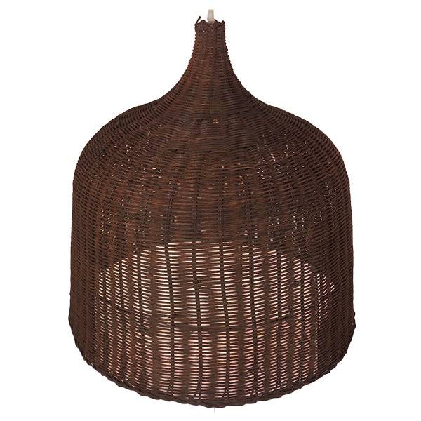 GloboStar® BAHAMAS 01369 Vintage Κρεμαστό Φωτιστικό Οροφής Μονόφωτο Καφέ Σκούρο Ξύλινο Ψάθινο Bamboo Φ60 x Υ60cm - ledmania.gr