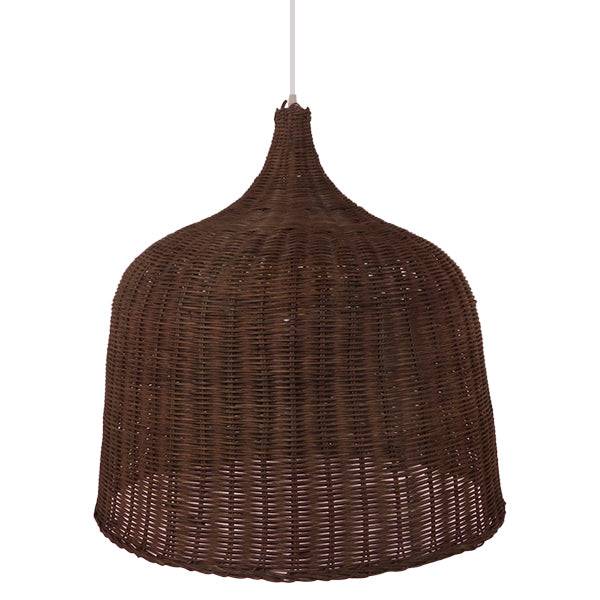 GloboStar® BAHAMAS 01369 Vintage Κρεμαστό Φωτιστικό Οροφής Μονόφωτο Καφέ Σκούρο Ξύλινο Ψάθινο Bamboo Φ60 x Υ60cm - ledmania.gr
