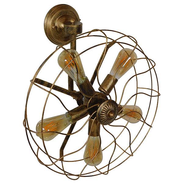 GloboStar® ERAFAN 01381 Vintage Industrial Φωτιστικό Τοίχου Απλίκα Πολύφωτο Καφέ Σκουριά Μεταλλικό Πλέγμα Φ46 x Μ22 x Π46 x Υ46cm - ledmania.gr