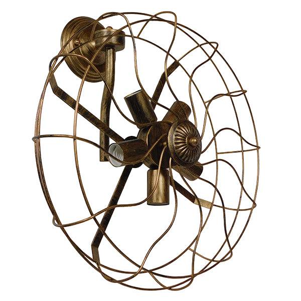 GloboStar® ERAFAN 01381 Vintage Industrial Φωτιστικό Τοίχου Απλίκα Πολύφωτο Καφέ Σκουριά Μεταλλικό Πλέγμα Φ46 x Μ22 x Π46 x Υ46cm - ledmania.gr