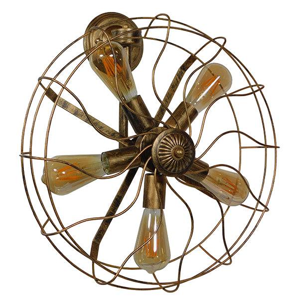 GloboStar® ERAFAN 01381 Vintage Industrial Φωτιστικό Τοίχου Απλίκα Πολύφωτο Καφέ Σκουριά Μεταλλικό Πλέγμα Φ46 x Μ22 x Π46 x Υ46cm - ledmania.gr