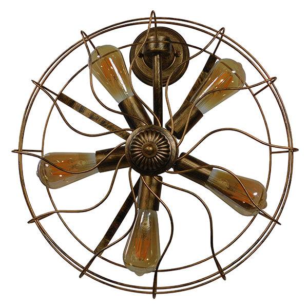 GloboStar® ERAFAN 01381 Vintage Industrial Φωτιστικό Τοίχου Απλίκα Πολύφωτο Καφέ Σκουριά Μεταλλικό Πλέγμα Φ46 x Μ22 x Π46 x Υ46cm - ledmania.gr