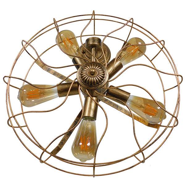 GloboStar® ERAFAN 01381 Vintage Industrial Φωτιστικό Τοίχου Απλίκα Πολύφωτο Καφέ Σκουριά Μεταλλικό Πλέγμα Φ46 x Μ22 x Π46 x Υ46cm - ledmania.gr