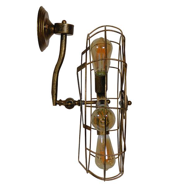 GloboStar® ERAFAN 01381 Vintage Industrial Φωτιστικό Τοίχου Απλίκα Πολύφωτο Καφέ Σκουριά Μεταλλικό Πλέγμα Φ46 x Μ22 x Π46 x Υ46cm - ledmania.gr