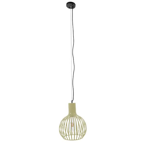 GloboStar® SCADI 01387 Vintage Industrial Κρεμαστό Φωτιστικό Οροφής Μονόφωτο Μπεζ Μεταλλικό Πλέγμα Φ23 x Υ30cm - ledmania.gr
