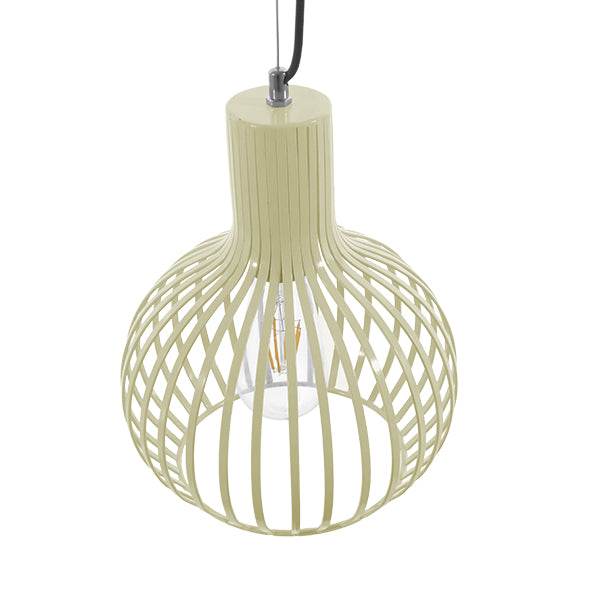 GloboStar® SCADI 01387 Vintage Industrial Κρεμαστό Φωτιστικό Οροφής Μονόφωτο Μπεζ Μεταλλικό Πλέγμα Φ23 x Υ30cm - ledmania.gr