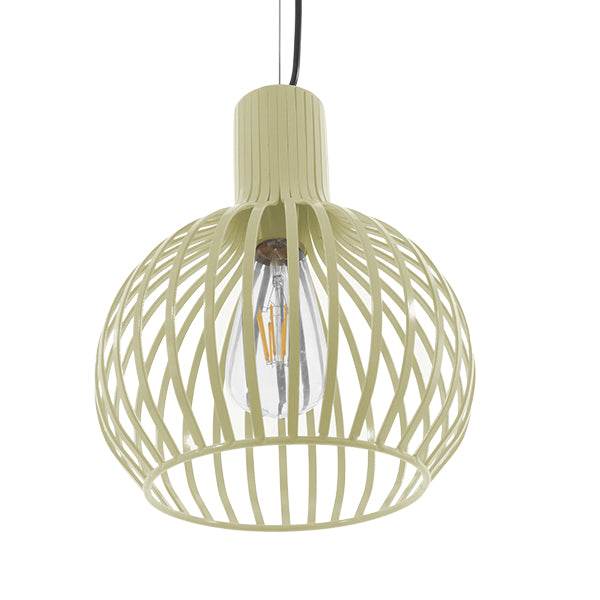 GloboStar® SCADI 01387 Vintage Industrial Κρεμαστό Φωτιστικό Οροφής Μονόφωτο Μπεζ Μεταλλικό Πλέγμα Φ23 x Υ30cm - ledmania.gr