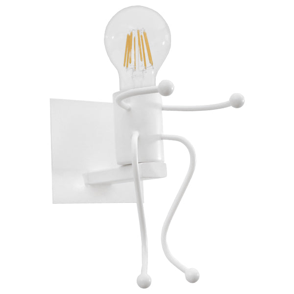 GloboStar® LITTLE MAN 01389 Μοντέρνο Φωτιστικό Τοίχου Απλίκα Μονόφωτο Λευκό Μεταλλικό Μ12 x Π19 x Υ17cm - ledmania.gr
