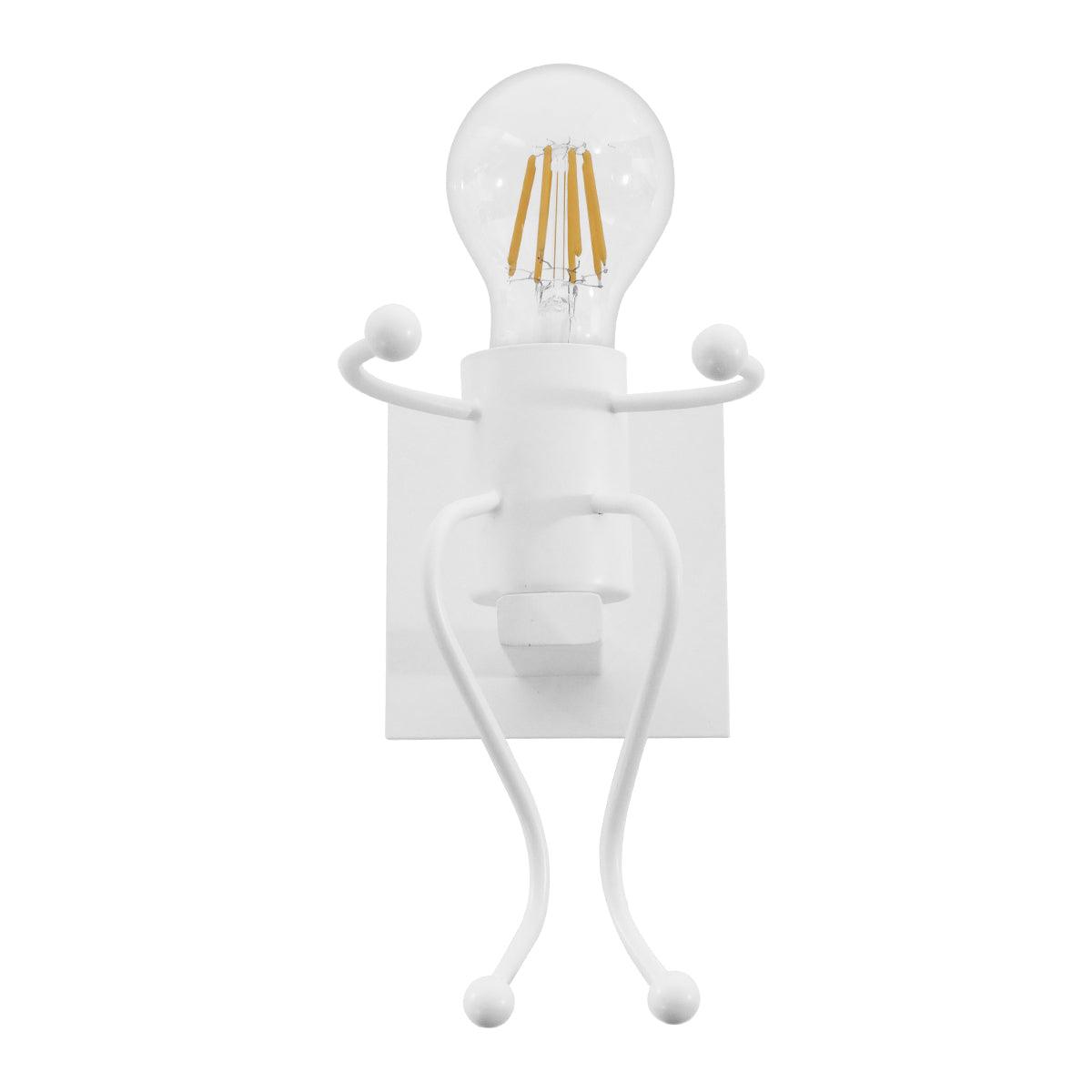 GloboStar® FIGURE 10001389 Μοντέρνο Παιδικό Φωτιστικό Τοίχου Απλίκα Μονόφωτο Λευκό Μεταλλικό Φιγούρα Μ12 x Π19 x Υ17cm - ledmania.gr