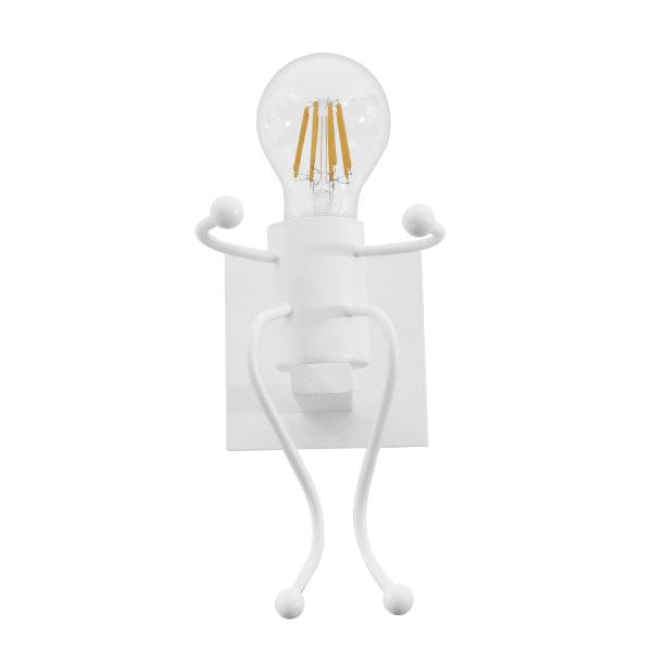 GloboStar® LITTLE MAN 01389 Μοντέρνο Φωτιστικό Τοίχου Απλίκα Μονόφωτο Λευκό Μεταλλικό Μ12 x Π19 x Υ17cm - ledmania.gr