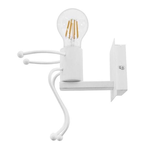 GloboStar® LITTLE MAN 01389 Μοντέρνο Φωτιστικό Τοίχου Απλίκα Μονόφωτο Λευκό Μεταλλικό Μ12 x Π19 x Υ17cm - ledmania.gr