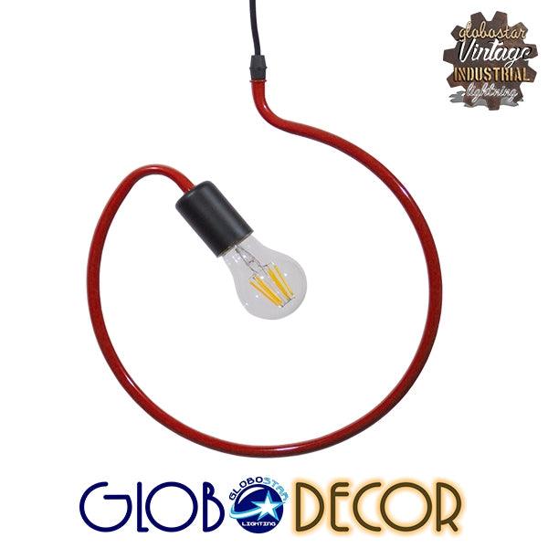 GloboStar® LIBBY 01095-1 Μοντέρνο Κρεμαστό Παιδικό Φωτιστικό Οροφής Μονόφωτο Κόκκινο Μεταλλικό Φ28 x Υ100cm - ledmania.gr