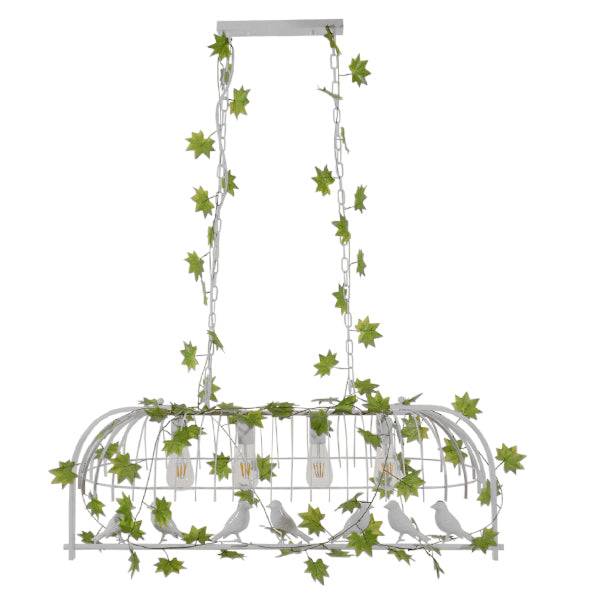 GloboStar® NIDUS 01403 Vintage Industrial Κρεμαστό Φωτιστικό Οροφής Πολύφωτο Λευκό Μεταλλικό Πλέγμα Μ105 x Π37 x Y36.5cm - ledmania.gr