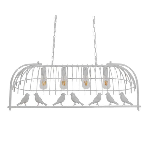 GloboStar® NIDUS 01403 Vintage Industrial Κρεμαστό Φωτιστικό Οροφής Πολύφωτο Λευκό Μεταλλικό Πλέγμα Μ105 x Π37 x Y36.5cm - ledmania.gr