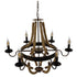GloboStar® VICTORIAN 01404 Vintage Κρεμαστό Φωτιστικό Οροφής Πολύφωτο Μπρούτζινο Σκουριά Μεταλλικό Πολυέλαιος με Μπεζ Σχοινί Φ76 x Y65cm - ledmania.gr