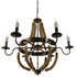GloboStar® VICTORIAN 01404 Vintage Κρεμαστό Φωτιστικό Οροφής Πολύφωτο Μπρούτζινο Σκουριά Μεταλλικό Πολυέλαιος με Μπεζ Σχοινί Φ76 x Y65cm - ledmania.gr