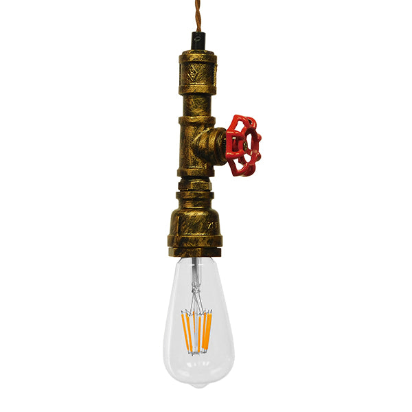 GloboStar® SPIGOT 01413 Vintage Industrial Κρεμαστό Φωτιστικό Οροφής Μονόφωτο Μπρούτζινο Μεταλλικό Μ5 x Π7.5 x Y20cm - ledmania.gr