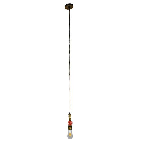 GloboStar® SPIGOT 01413 Vintage Industrial Κρεμαστό Φωτιστικό Οροφής Μονόφωτο Μπρούτζινο Μεταλλικό Μ5 x Π7.5 x Y20cm - ledmania.gr