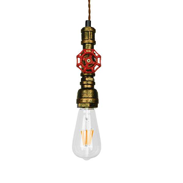 GloboStar® SPIGOT 01413 Vintage Industrial Κρεμαστό Φωτιστικό Οροφής Μονόφωτο Μπρούτζινο Μεταλλικό Μ5 x Π7.5 x Y20cm - ledmania.gr