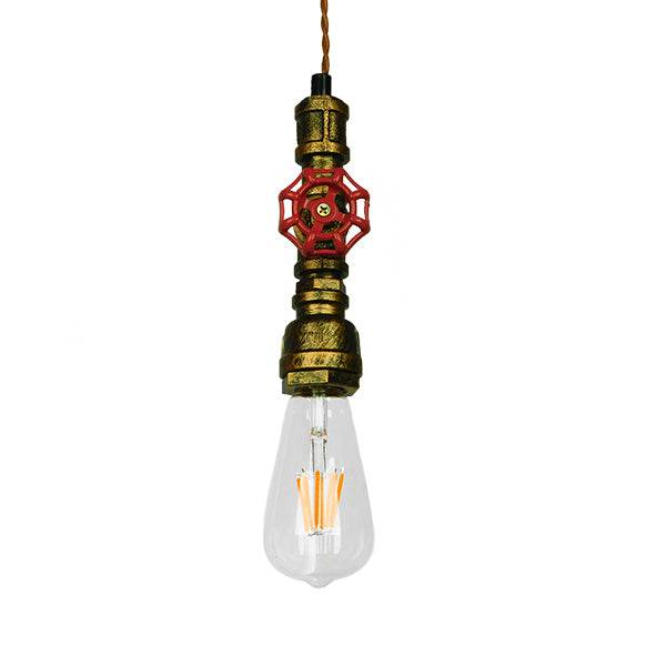 GloboStar® SPIGOT 01413 Vintage Industrial Κρεμαστό Φωτιστικό Οροφής Μονόφωτο Μπρούτζινο Μεταλλικό Μ5 x Π7.5 x Y20cm - ledmania.gr
