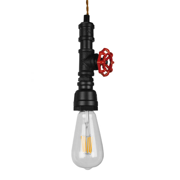 GloboStar® SPOUT 01415 Vintage Industrial Κρεμαστό Φωτιστικό Οροφής Μονόφωτο Μαύρο Μεταλλικό Μ5 x Π7.5 x Y20cm - ledmania.gr