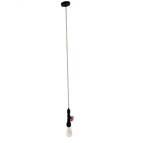 GloboStar® SPOUT 01415 Vintage Industrial Κρεμαστό Φωτιστικό Οροφής Μονόφωτο Μαύρο Μεταλλικό Μ5 x Π7.5 x Y20cm - ledmania.gr