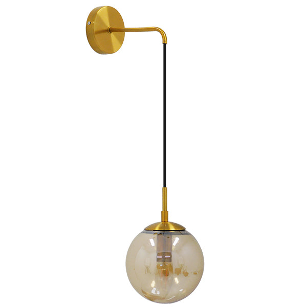 GloboStar® MADISON 01427 Μοντέρνο Φωτιστικό Τοίχου Απλίκα Μονόφωτο Χρυσό με Μελί Γυαλί Φ15 x Y54cm - ledmania.gr