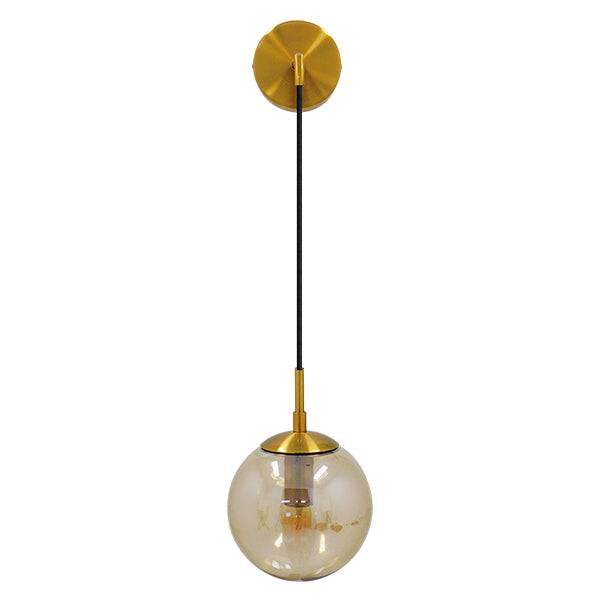 GloboStar® MADISON 01427 Μοντέρνο Φωτιστικό Τοίχου Απλίκα Μονόφωτο Χρυσό με Μελί Γυαλί Φ15 x Y54cm - ledmania.gr