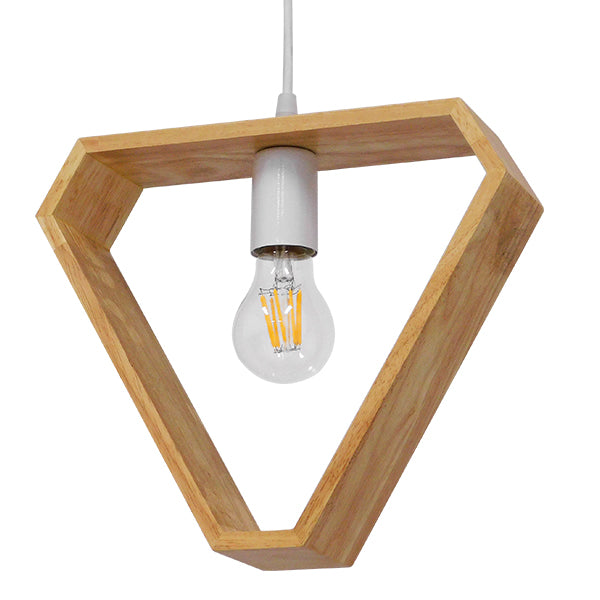 GloboStar® ELISE 01430 Μοντέρνο Κρεμαστό Φωτιστικό Οροφής Μονόφωτο Μπεζ Ξύλινο Δρυς Μ29 x Π8 x Υ28cm - ledmania.gr