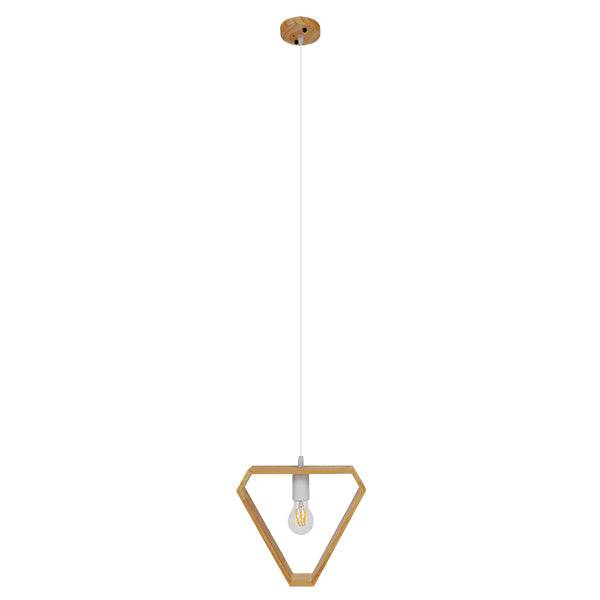 GloboStar® ELISE 01430 Μοντέρνο Κρεμαστό Φωτιστικό Οροφής Μονόφωτο Μπεζ Ξύλινο Δρυς Μ29 x Π8 x Υ28cm - ledmania.gr